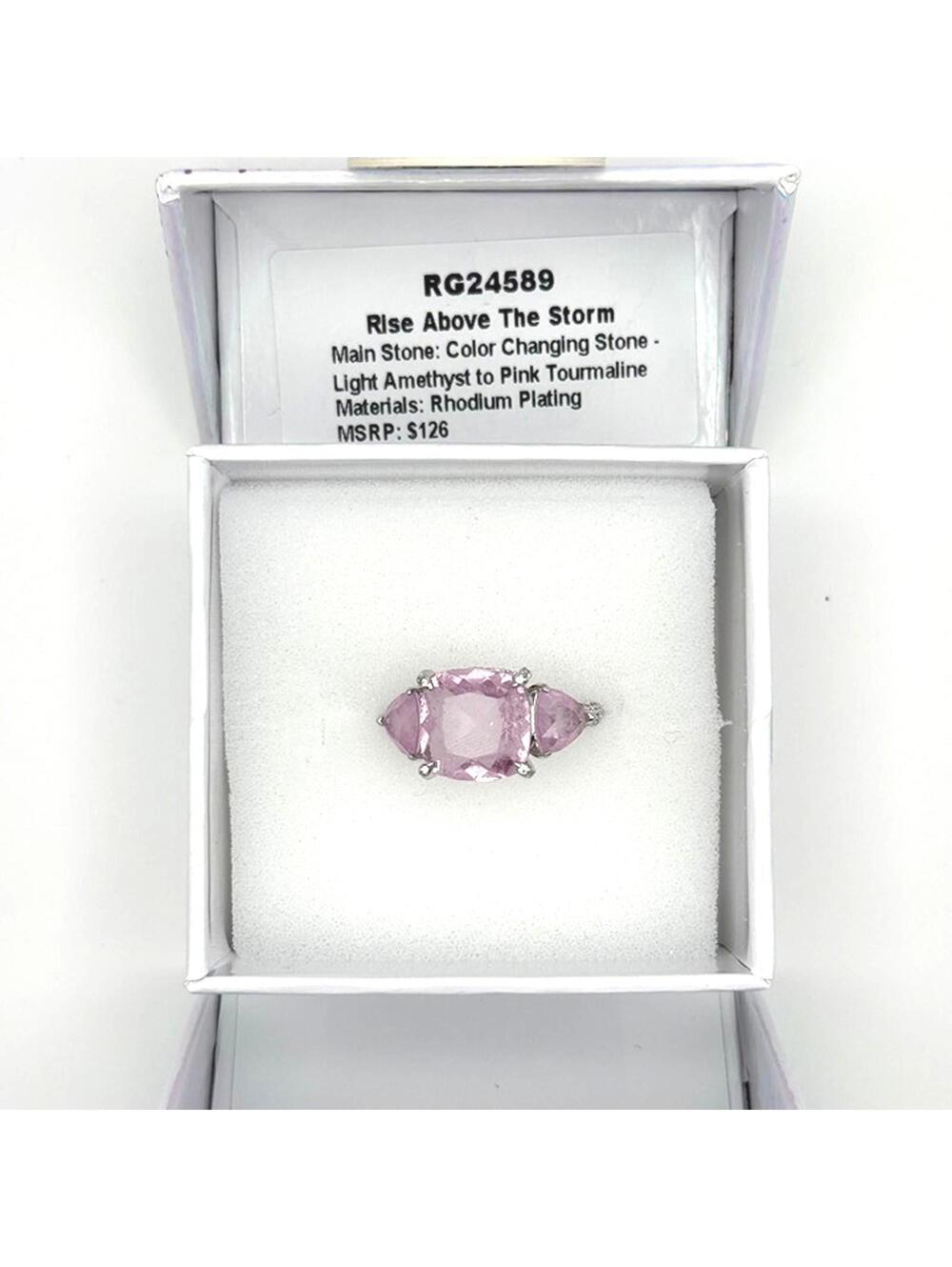 Bomb Party Mental Health Rise Above the Storm light amethyst ring - Size 10